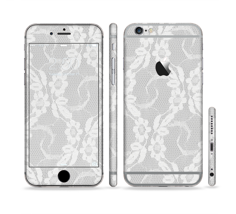 The White Floral Lace Sectioned Skin Series for the Apple iPhone 6 Plus