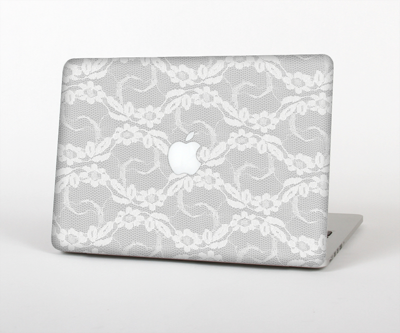 The White Floral Lace Skin Set for the Apple MacBook Pro 15" with Retina Display