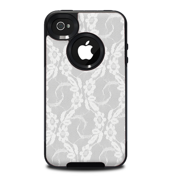 The White Floral Lace Skin for the iPhone 4-4s OtterBox Commuter Case