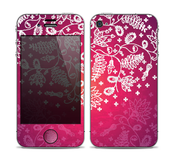 The White Flower Ornament on Pink Skin for the Apple iPhone 4-4s