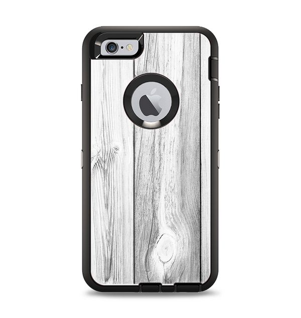 The White & Gray Wood Planks Apple iPhone 6 Plus Otterbox Defender Case Skin Set