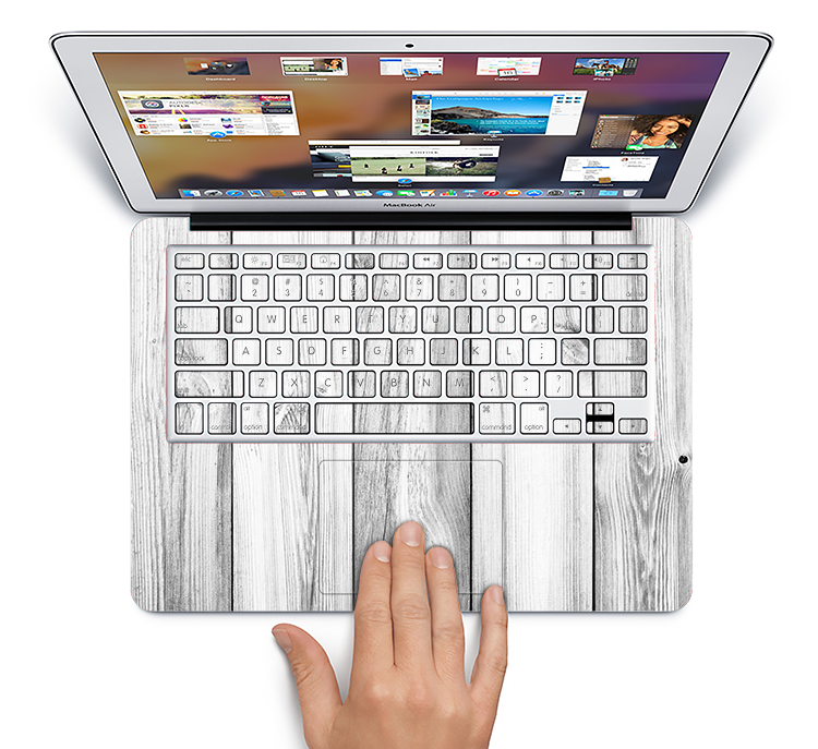 The White & Gray Wood Planks Skin Set for the Apple MacBook Pro 13" with Retina Display