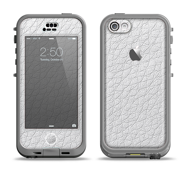 The White Leather Texture Apple iPhone 5c LifeProof Nuud Case Skin Set