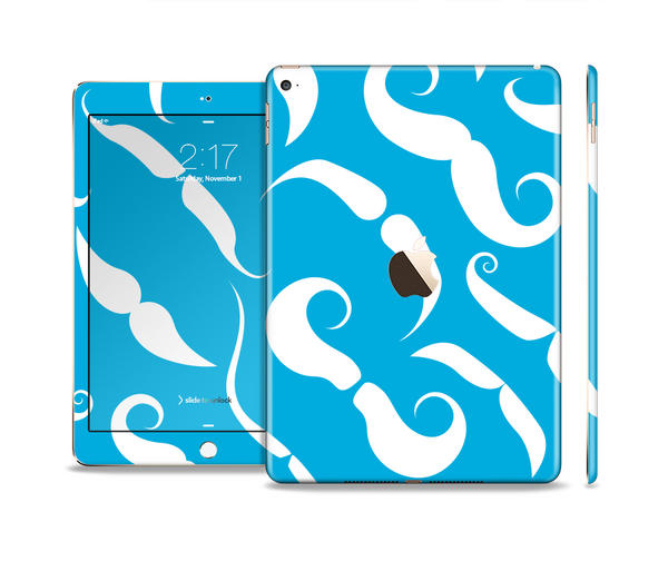 The White Mustaches with blue background Skin Set for the Apple iPad Air 2