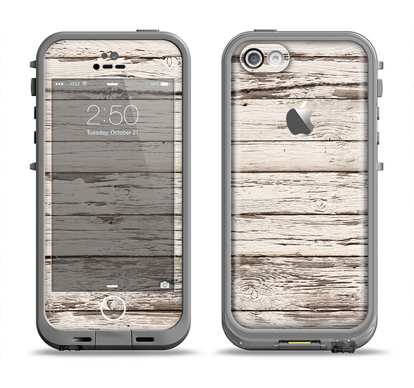 The White Painted Aged Wood Planks Apple iPhone 5c LifeProof Fre Case Skin Set