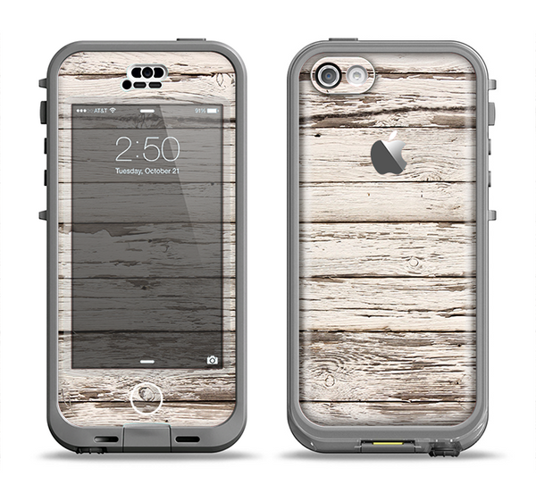 The White Painted Aged Wood Planks Apple iPhone 5c LifeProof Nuud Case Skin Set