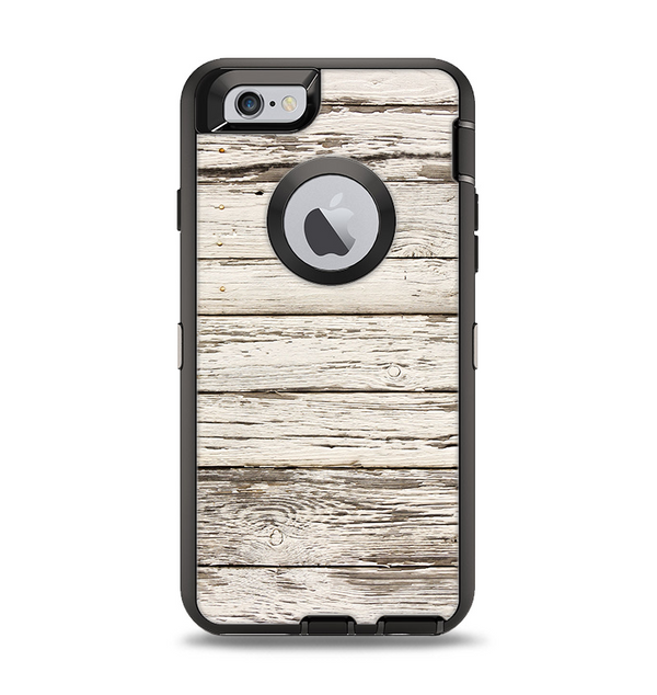 The White Painted Aged Wood Planks Apple iPhone 6 Otterbox Defender Case Skin Set