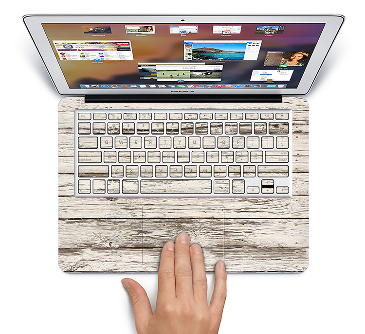 The White Painted Aged Wood Planks Skin Set for the Apple MacBook Pro 13" with Retina Display