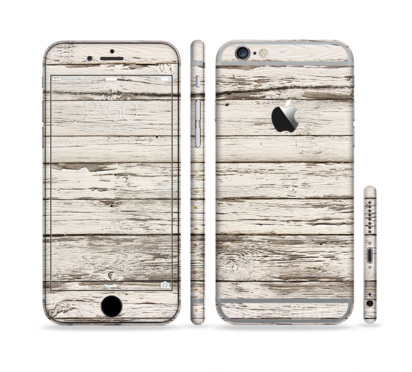 The White Painted Aged Wood Planks Sectioned Skin Series for the Apple iPhone 6 Plus