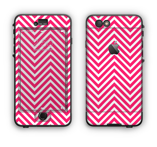 The White & Pink Sharp Chevron Pattern Apple iPhone 6 Plus LifeProof Nuud Case Skin Set