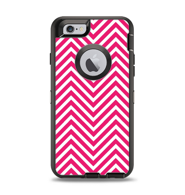 The White & Pink Sharp Chevron Pattern Apple iPhone 6 Otterbox Defender Case Skin Set