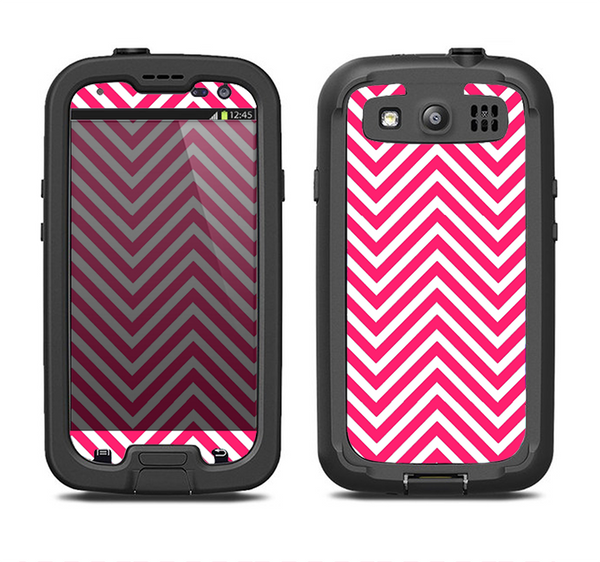 The White & Pink Sharp Chevron Pattern Samsung Galaxy S3 LifeProof Fre Case Skin Set