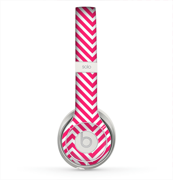 The White & Pink Sharp Chevron Pattern Skin for the Beats by Dre Solo 2 Headphones