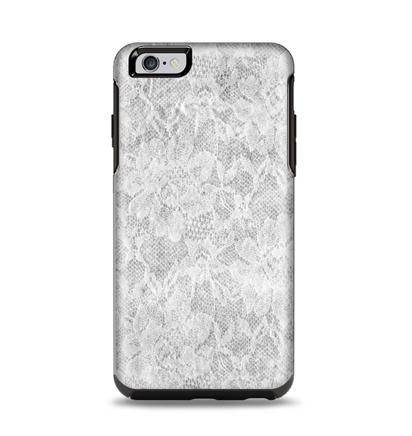 The White Textured Lace Apple iPhone 6 Plus Otterbox Symmetry Case Skin Set