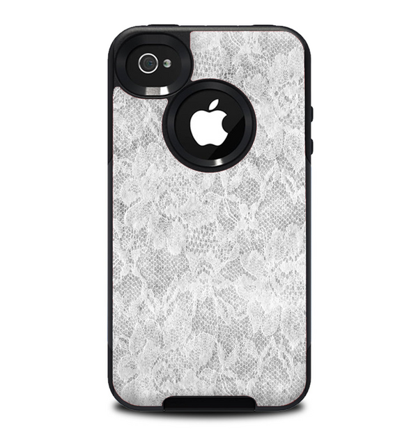 The White Textured Lace Skin for the iPhone 4-4s OtterBox Commuter Case