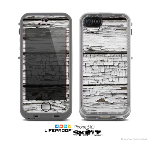 The White Wide Aged Wood Planks Skin for the Apple iPhone 5c LifeProof Case