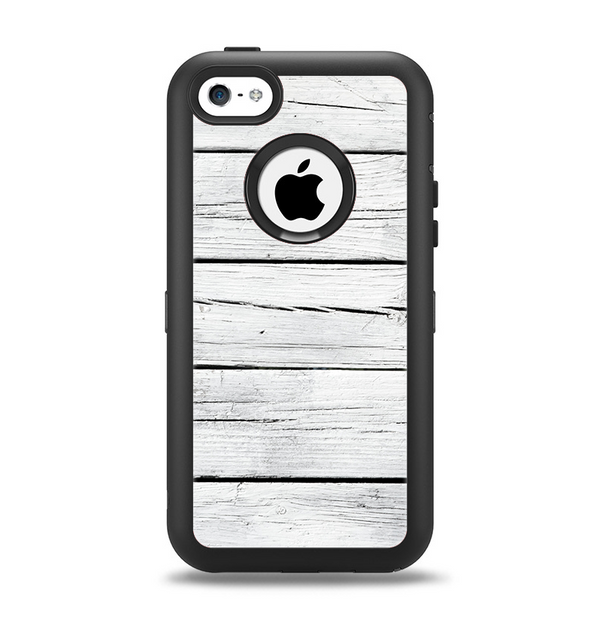 The White Wood Planks Apple iPhone 5c Otterbox Defender Case Skin Set
