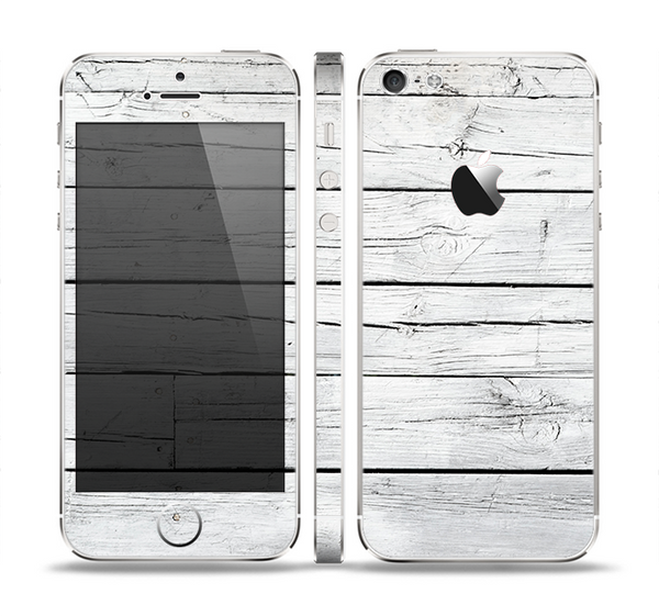 The White Wood Planks Skin Set for the Apple iPhone 5