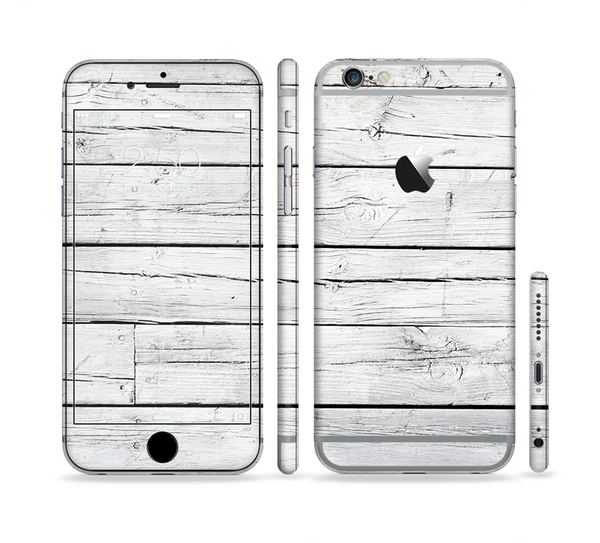 The White Wood Planks Sectioned Skin Series for the Apple iPhone 6 Plus
