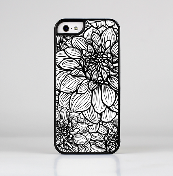 The White and Black Flower Illustration Skin-Sert Case for the Apple iPhone 5/5s