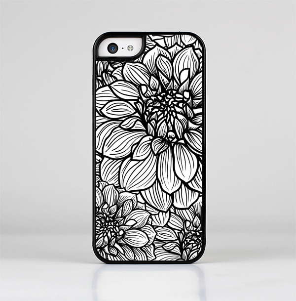 The White and Black Flower Illustration Skin-Sert Case for the Apple iPhone 5c