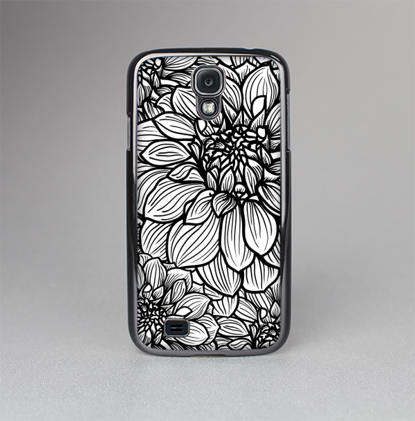The White and Black Flower Illustration Skin-Sert Case for the Samsung Galaxy S4