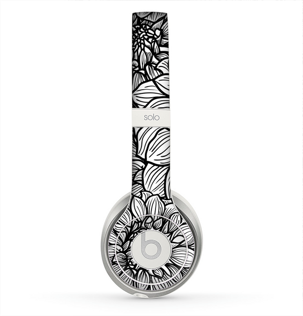 The White and Black Flower Illustration Skin for the Beats by Dre Solo 2 Headphones