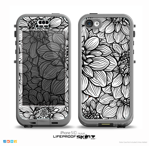 The White and Black Flower Illustration Skin for the iPhone 5c nüüd LifeProof Case
