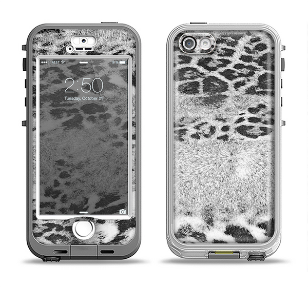 The White and Black Real Leopard Print Apple iPhone 5-5s LifeProof Nuud Case Skin Set