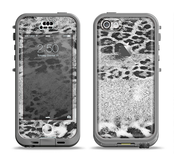 The White and Black Real Leopard Print Apple iPhone 5c LifeProof Nuud Case Skin Set