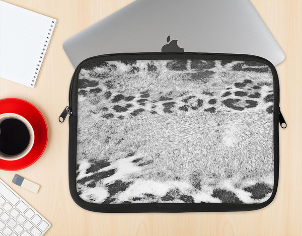 The White and Black Real Leopard Print Ink-Fuzed NeoPrene MacBook Laptop Sleeve
