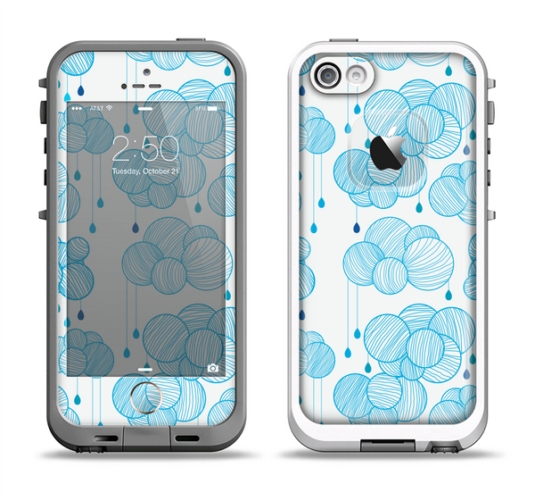 The White and Blue Raining Yarn Clouds Apple iPhone 5-5s LifeProof Fre Case Skin Set