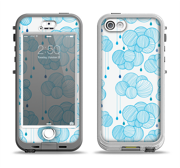 The White and Blue Raining Yarn Clouds Apple iPhone 5-5s LifeProof Nuud Case Skin Set