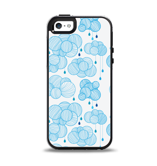 The White and Blue Raining Yarn Clouds Apple iPhone 5-5s Otterbox Symmetry Case Skin Set