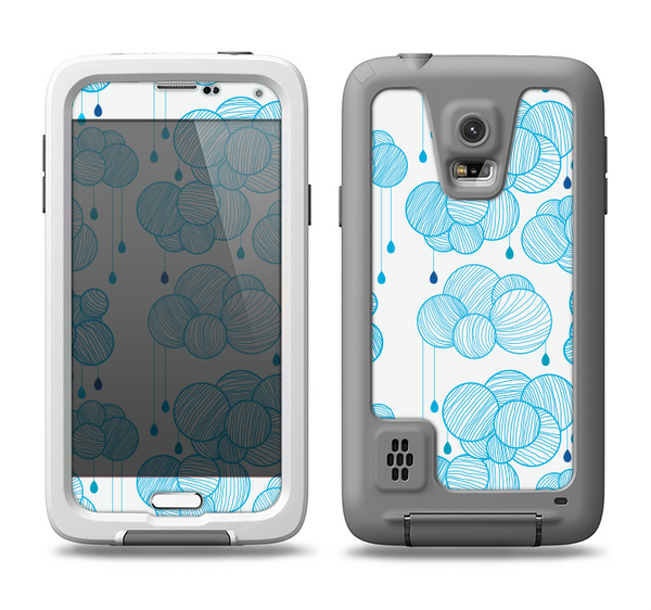The White and Blue Raining Yarn Clouds Samsung Galaxy S5 LifeProof Fre Case Skin Set