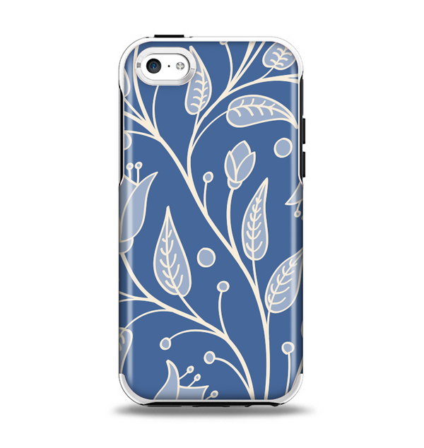 The White and Blue Vector Branches Apple iPhone 5c Otterbox Symmetry Case Skin Set