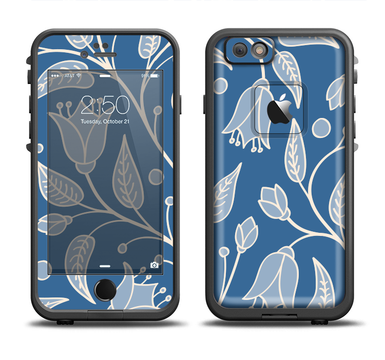 The White and Blue Vector Branches Apple iPhone 6/6s Plus LifeProof Fre Case Skin Set