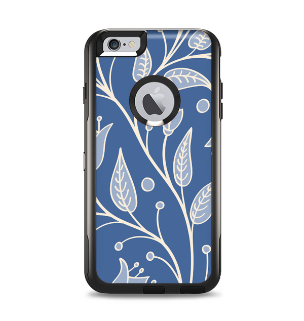 The White and Blue Vector Branches Apple iPhone 6 Plus Otterbox Commuter Case Skin Set