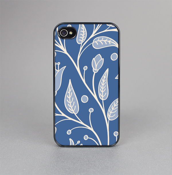 The White and Blue Vector Branches Skin-Sert Case for the Apple iPhone 4-4s