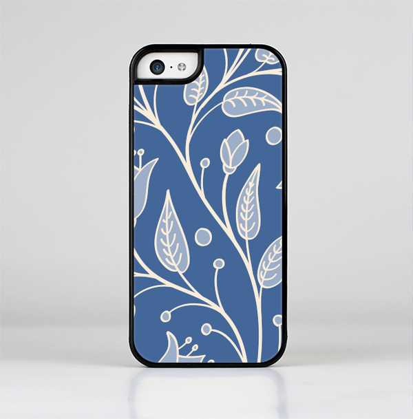 The White and Blue Vector Branches Skin-Sert Case for the Apple iPhone 5c
