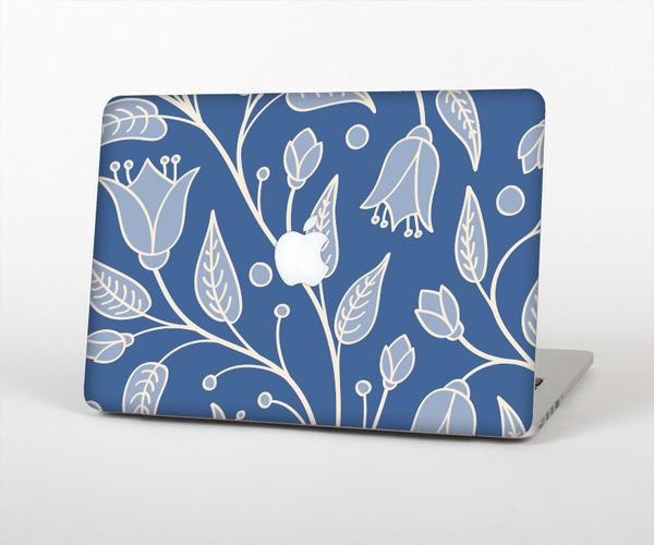 The White and Blue Vector Branches Skin Set for the Apple MacBook Pro 15"
