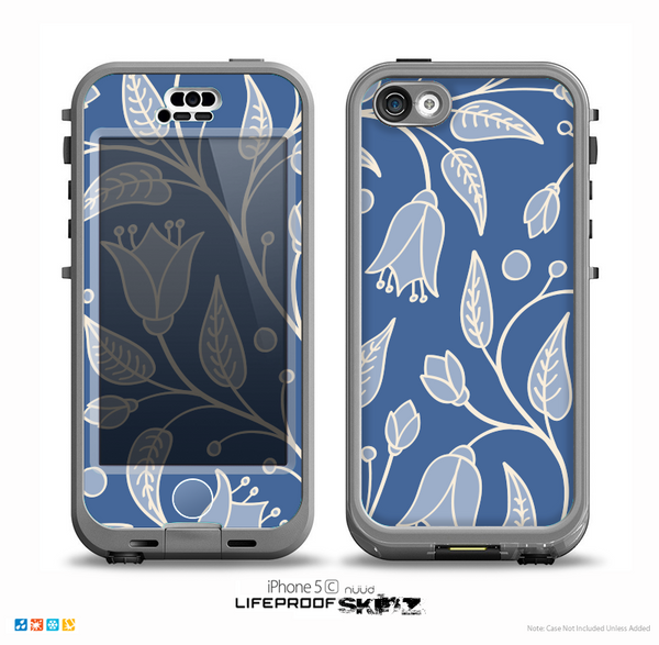 The White and Blue Vector Branches Skin for the iPhone 5c nüüd LifeProof Case