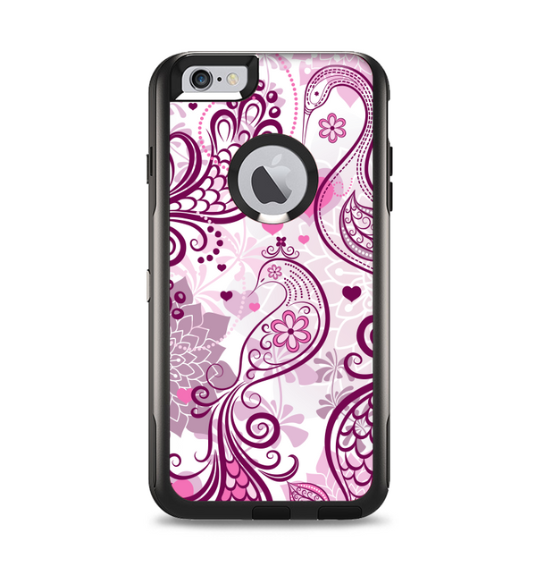 The White and Pink Birds with Floral Pattern Apple iPhone 6 Plus Otterbox Commuter Case Skin Set