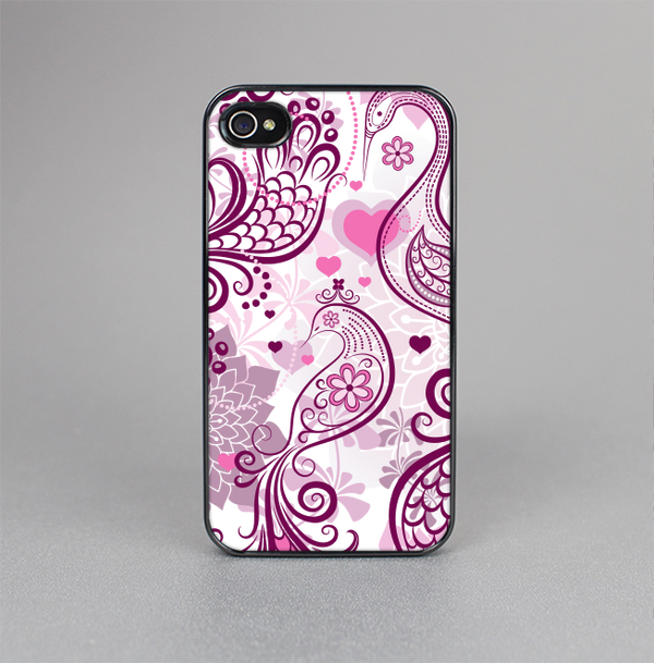 The White and Pink Birds with Floral Pattern Skin-Sert Case for the Apple iPhone 4-4s