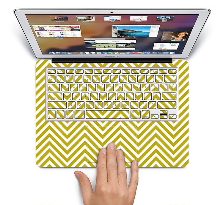 The White & vintage Green Sharp Chevron Pattern Skin Set for the Apple MacBook Pro 13" with Retina Display