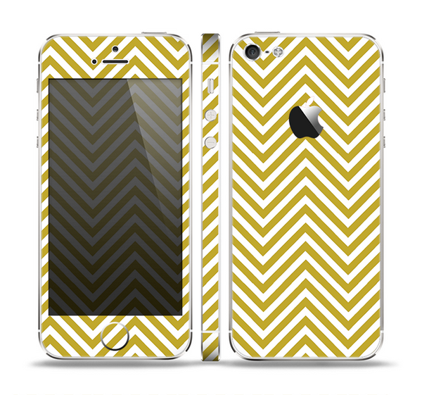 The White & vintage Green Sharp Chevron Pattern Skin Set for the Apple iPhone 5