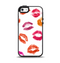 The White with Colored Pucker Lip Prints Apple iPhone 5-5s Otterbox Symmetry Case Skin Set