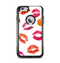 The White with Colored Pucker Lip Prints Apple iPhone 6 Plus Otterbox Commuter Case Skin Set