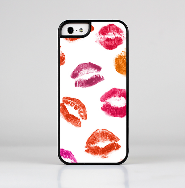 The White with Colored Pucker Lip Prints Skin-Sert Case for the Apple iPhone 5/5s