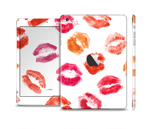 The White with Colored Pucker Lip Prints Full Body Skin Set for the Apple iPad Mini 2